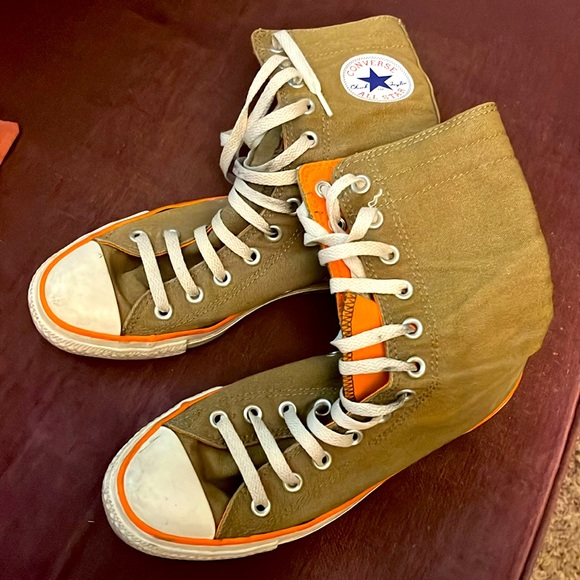 Converse High-Top Sneakers - Olive and Orange - Picture 4 of 8